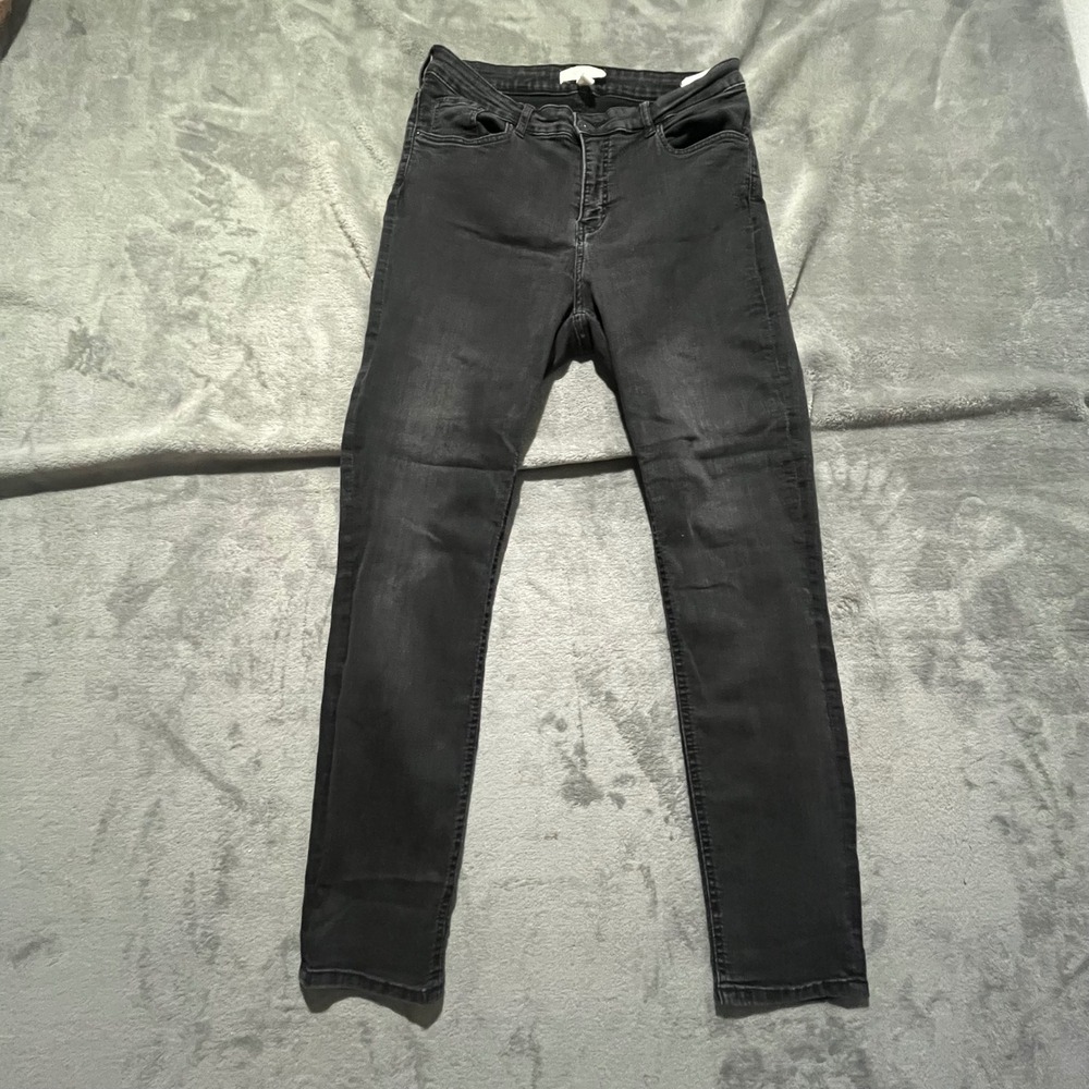 H&M Skinny Jeans Women 10P Black Denim Petite Faded Five Pocket